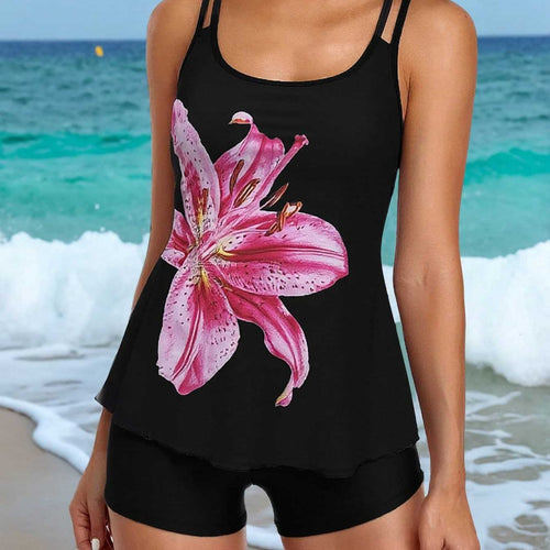 Dame Tankini med blomsterdesign og behagelige shorts Skovae