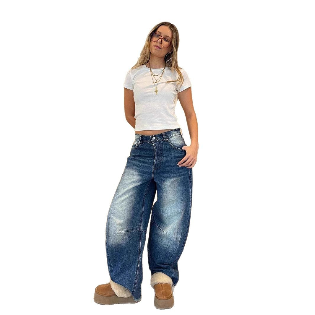 Dame bred jeans med moderne snit Stilla