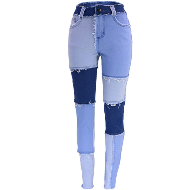 Dame Patchwork Jeans og Bustier-Top Sæt med figursyet snit Stilla