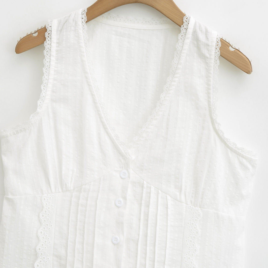 Dame Crop-Top med elegante flæsedetaljer og justerbar talje Stilla