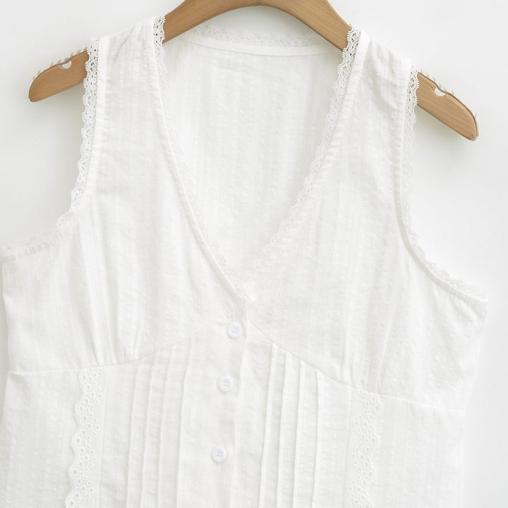 Dame Crop-Top med elegante flæsedetaljer og justerbar talje Stilla