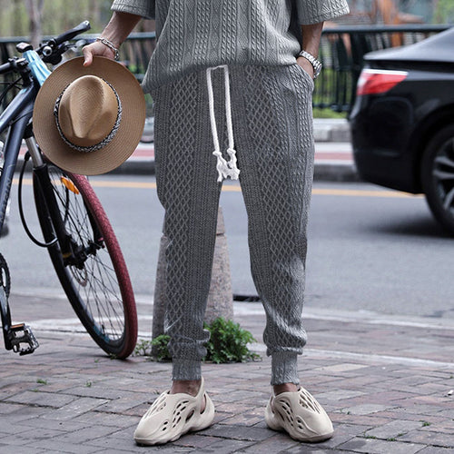 Herrer afslappede fritid bukser med struktureret design og elastisk talje Stilla