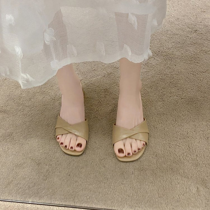 Damer Open-Toe Pantoletten med moderne Vikkel-Design Stilla