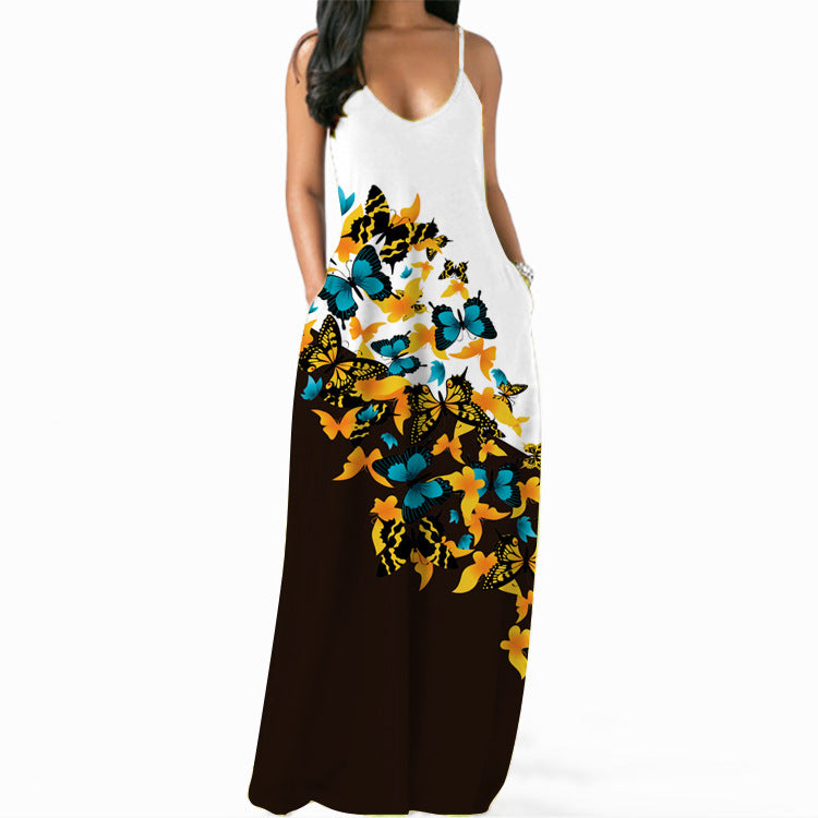 Kvinders maxi kjole med blomsterdetaljer og sofistikerede sidelommer Stilla