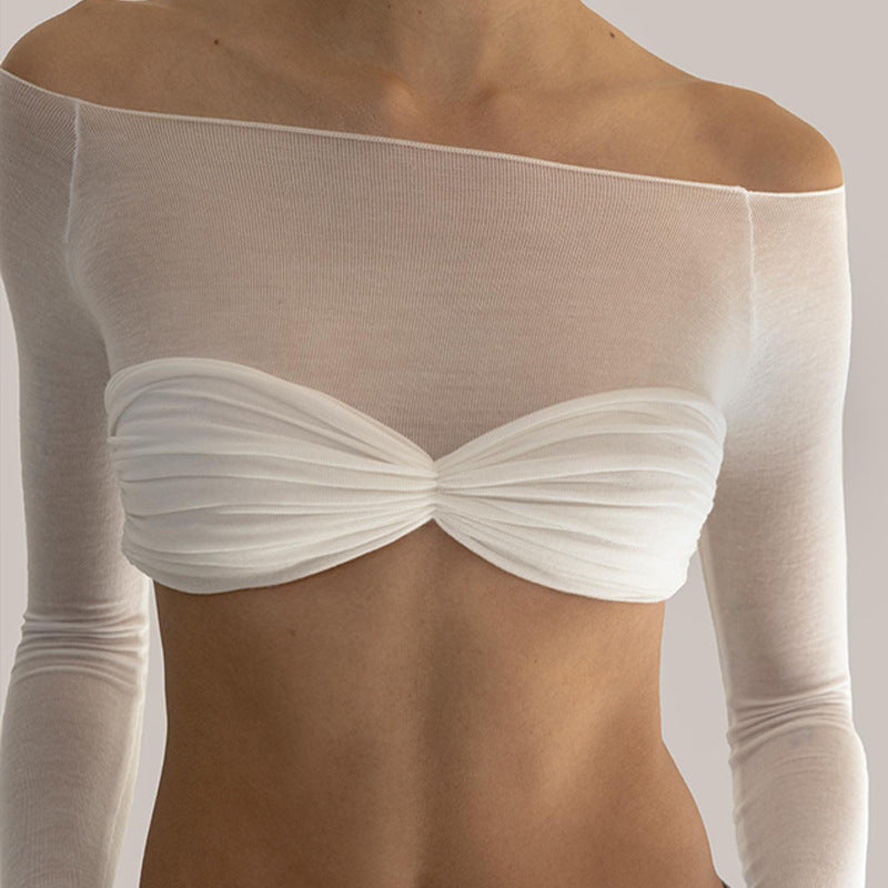 Damer Trendy Cropped Top med Raffineringer og Off-Shoulder Snit Stilla