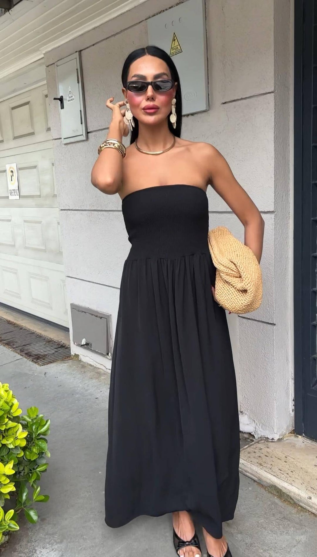 Dame Strapless Maxi Kjole med samlede overdækning Stilla