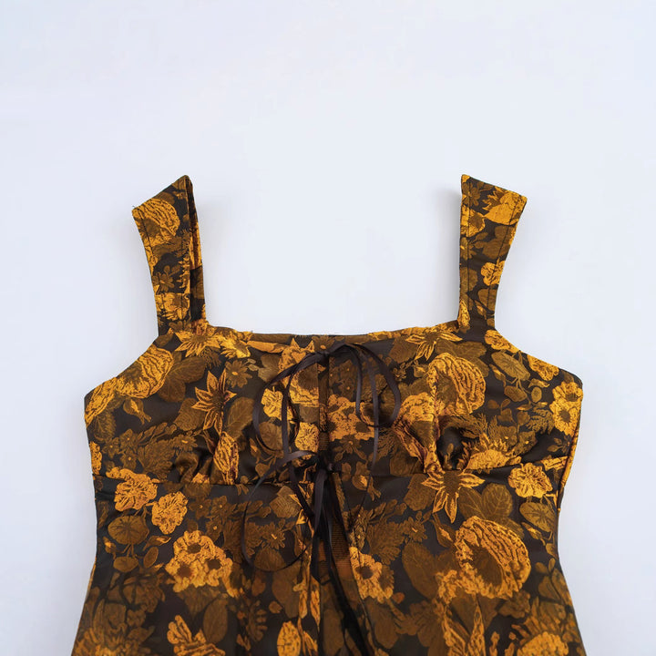 Dame Floral-Print Crop Top med justerbart bindedetalje Stilla
