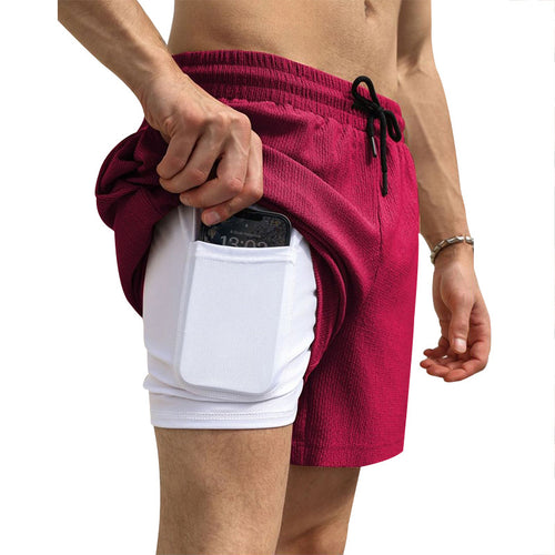 Herrer praktiske strandshorts med skjult telefonlomme og elastisk linning Stilla