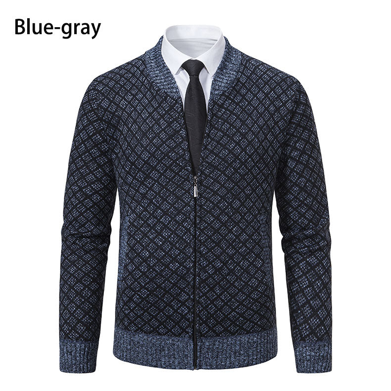 Herrer struktureret diamant-strik zip-up cardigan Stilla