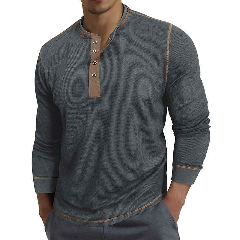 Herrer langærmet skjorte med moderne Henley-krave og fine detaljer Stilla