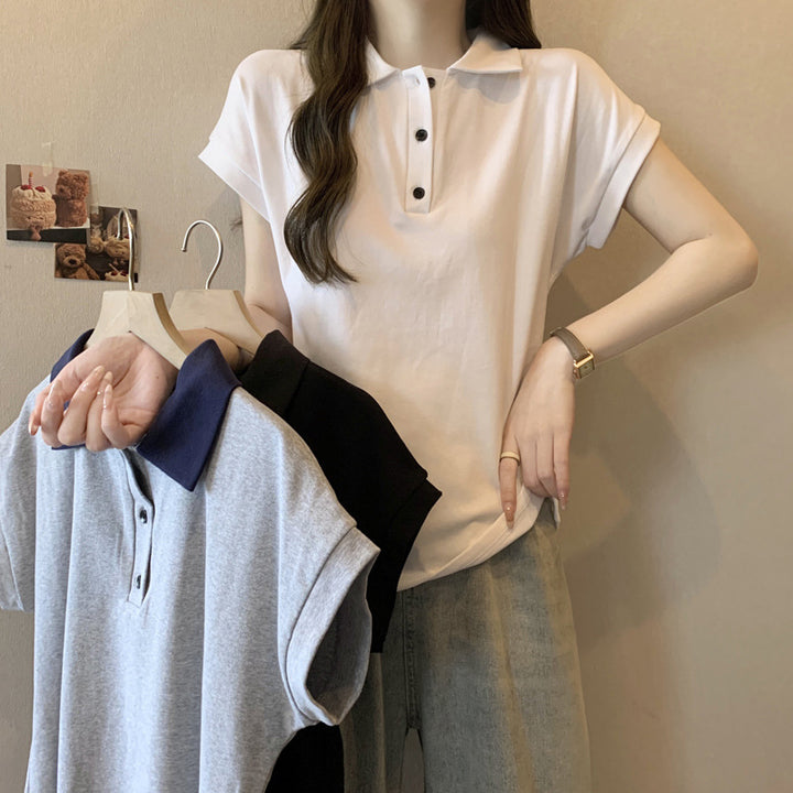 Dame Casual Polo-Shirt med knapdetalje Stilla