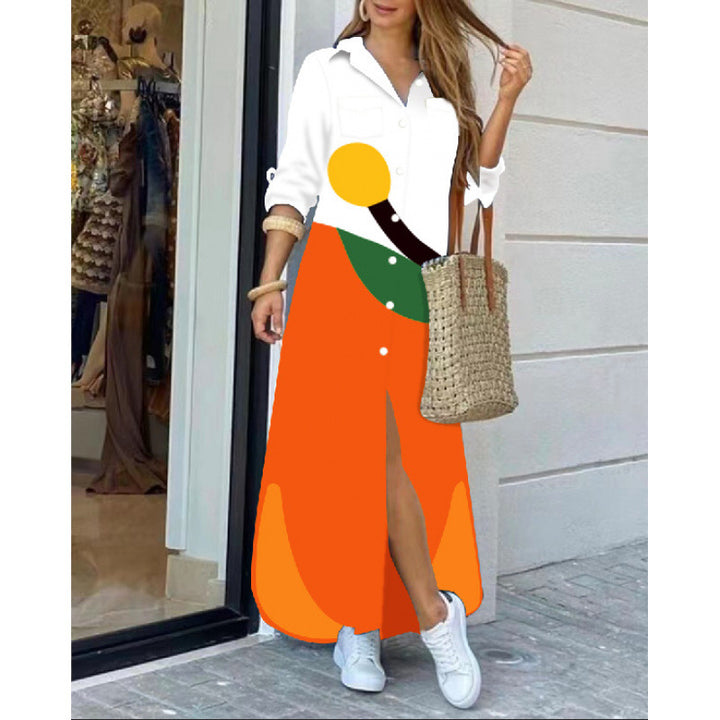Femme bohemisk-inspireret knap maxi kjole med sideslids Stilla