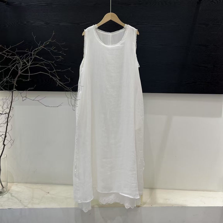 Femme Elegante Maxi Kjole med Delikat Spidsbesætning Stilla
