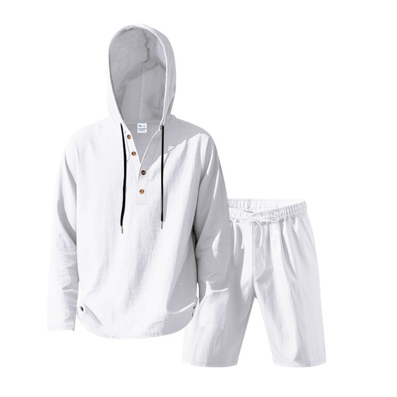 Herre Casual Hoodie-sæt med praktiske knapper og elastisk belægning Stilla