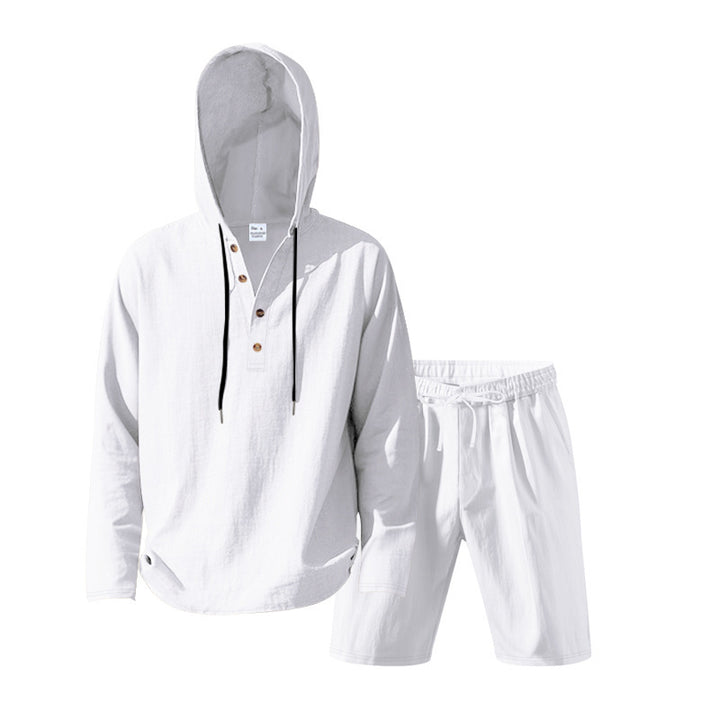Herre Casual Hoodie-sæt med praktiske knapper og elastisk belægning Stilla