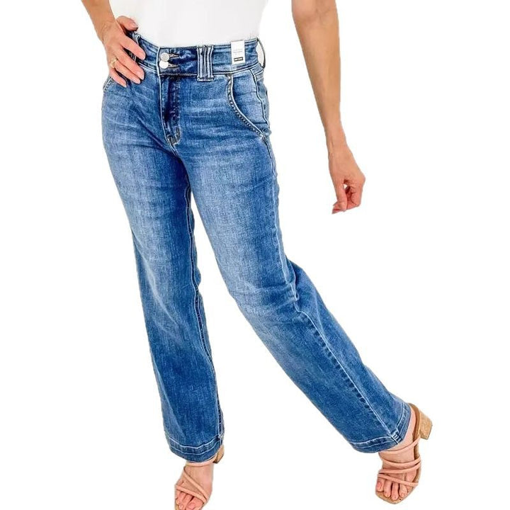 Kvindernes brede højtaljede jeans med komfortabel pasform Stilla