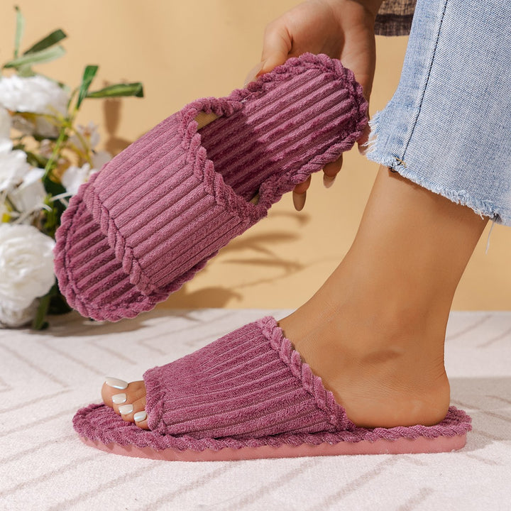 Dame Fluffy Komfort-Sandaler med ribbet Overdel og skridsikker Sål Stilla