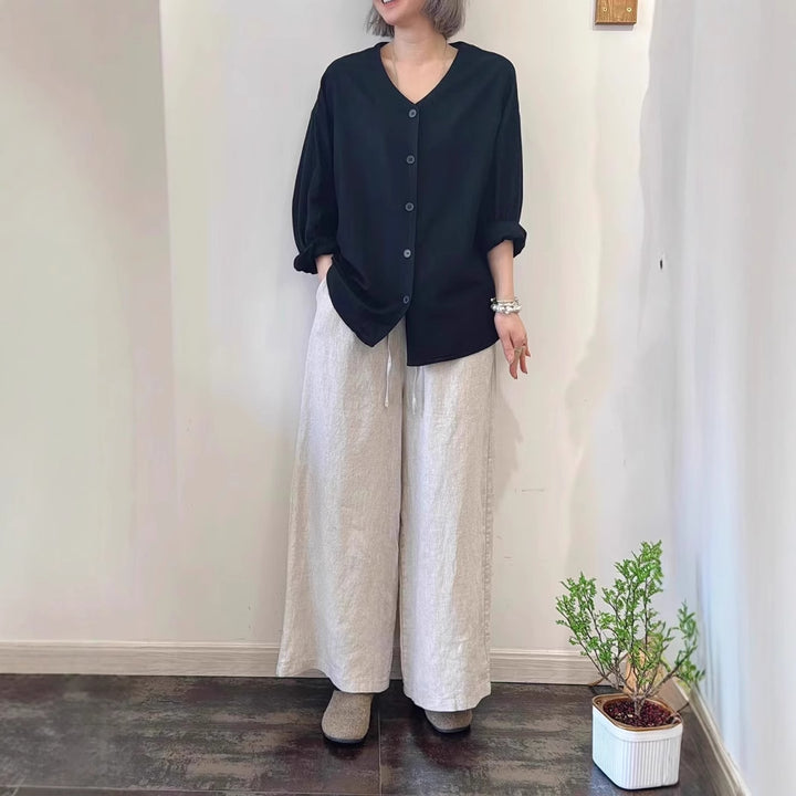 Femme Alsidig Button-Up Linned skjorte Stilla
