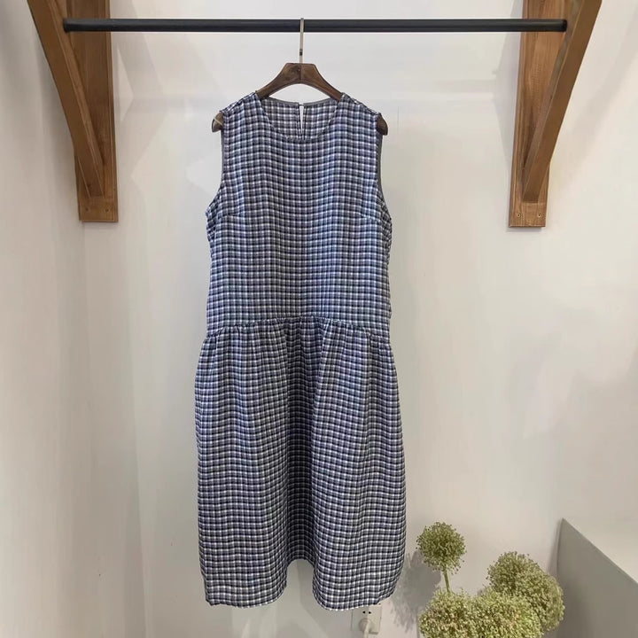 Femme Gingham Check Ærmeløst Kjole Stilla