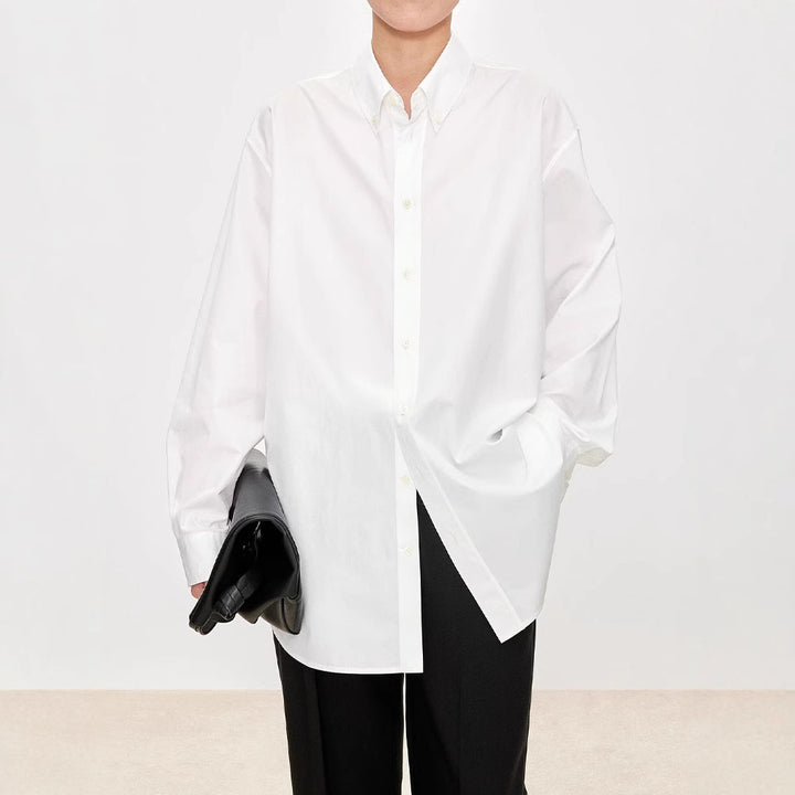 Damer elegant oversized bluse med klassiske knapdetaljer Stilla