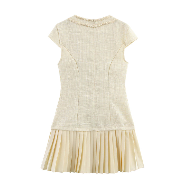 Femme Fald Mini Kjole med Knap Detalje Stilla