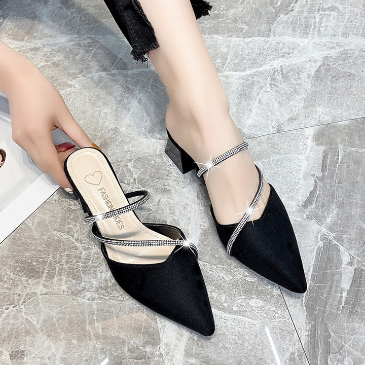 Dame elegante Slingback-pumper med dekoreret remføring og komfortabel blokhæl Stilla