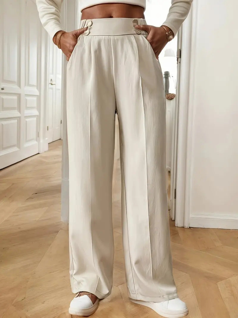 Dame Baggy Bukser med dekorative Knapper Stilla
