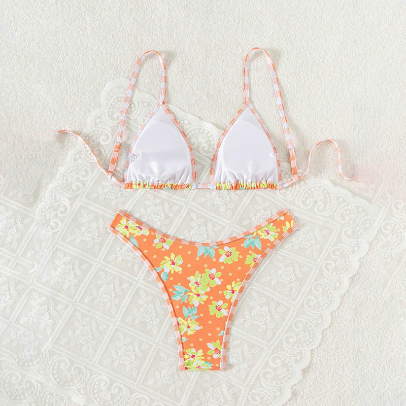 Dame floral trekant-bikini med justerbare stropper Skovae