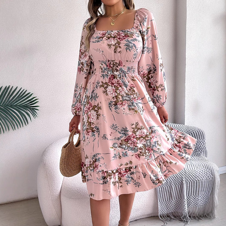 Dame blomstermønster midi kjole Stilla
