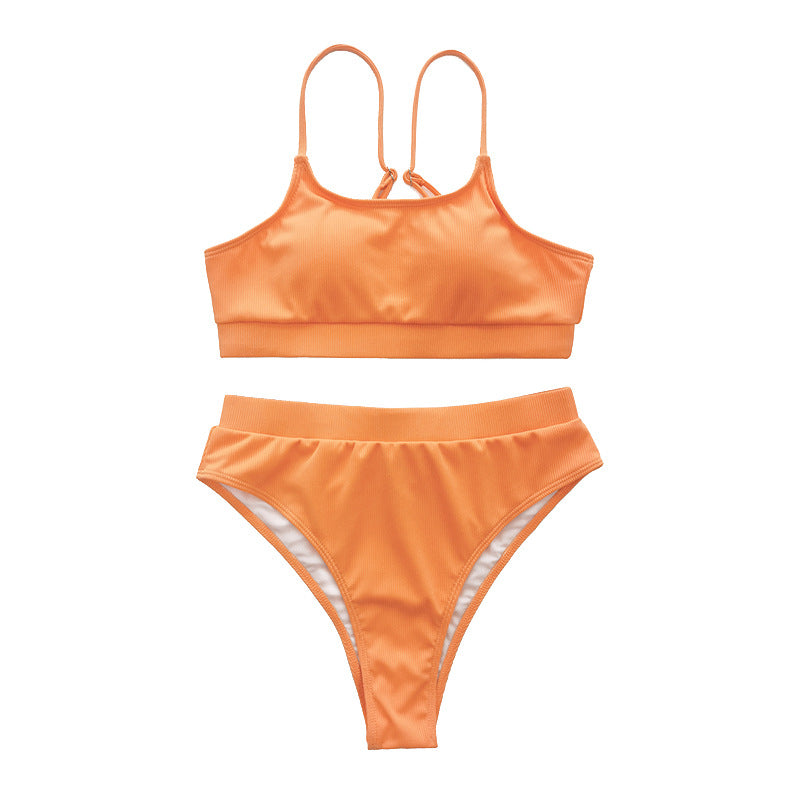 Dame Højskåret Bikini med elastisk design og moderigtigt Crop-Top Stilla