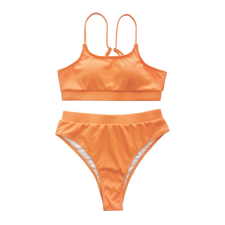 Dame Højskåret Bikini med elastisk design og moderigtigt Crop-Top Stilla