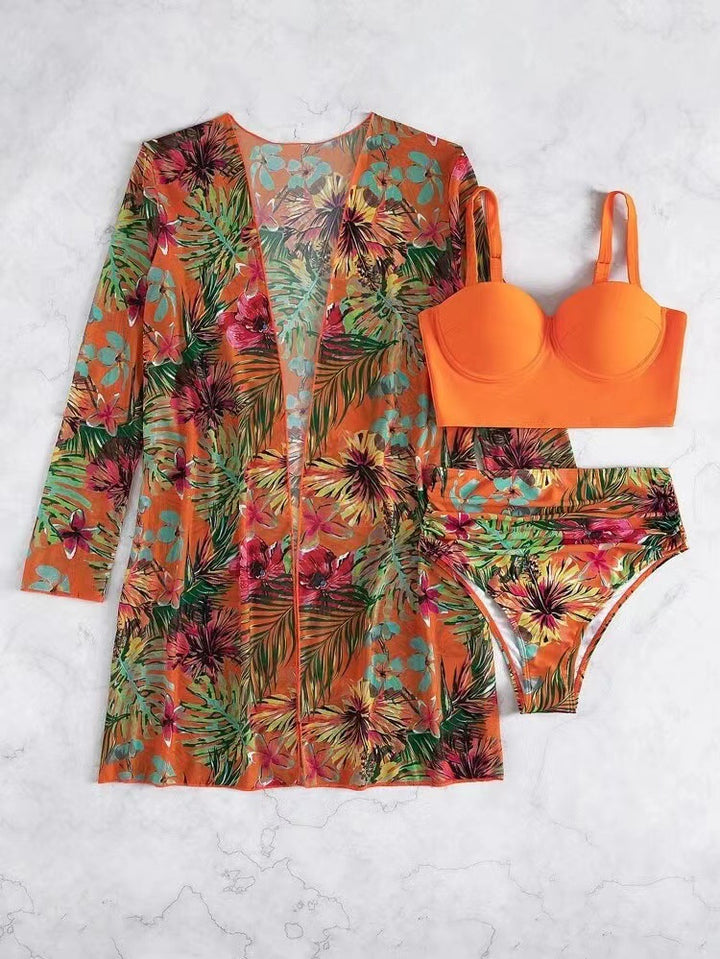 Dame Strandkimono med blomsterdesign Stilla