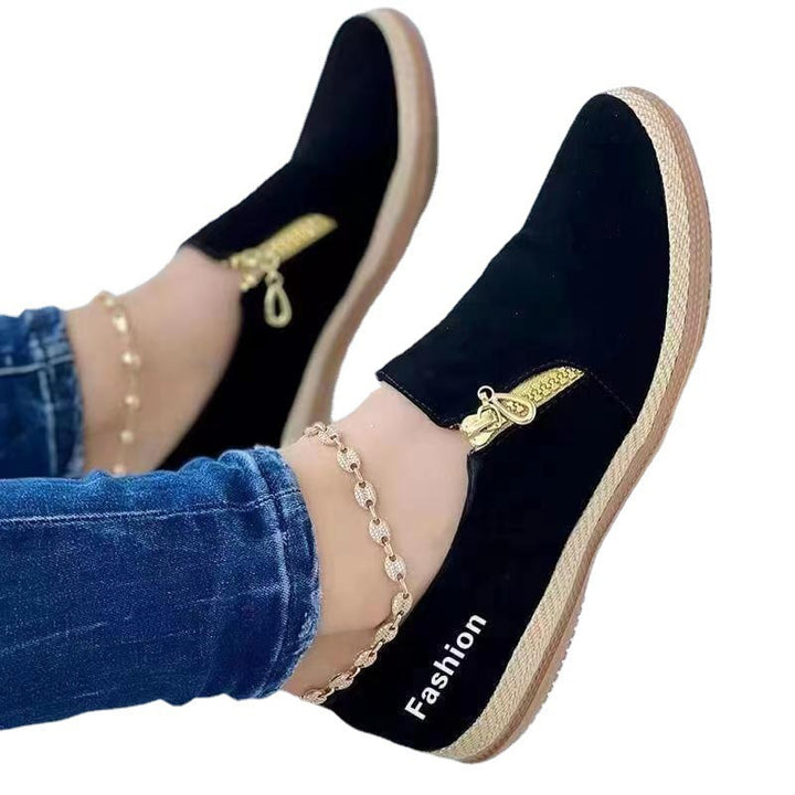 Dame Behagelige Slip-On Sneakers med moderne lynlås og skridsikre såler Stilla