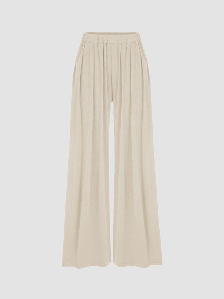 Dame bred Palazzo-bukser med elegante folder og elastisk talje Skovae