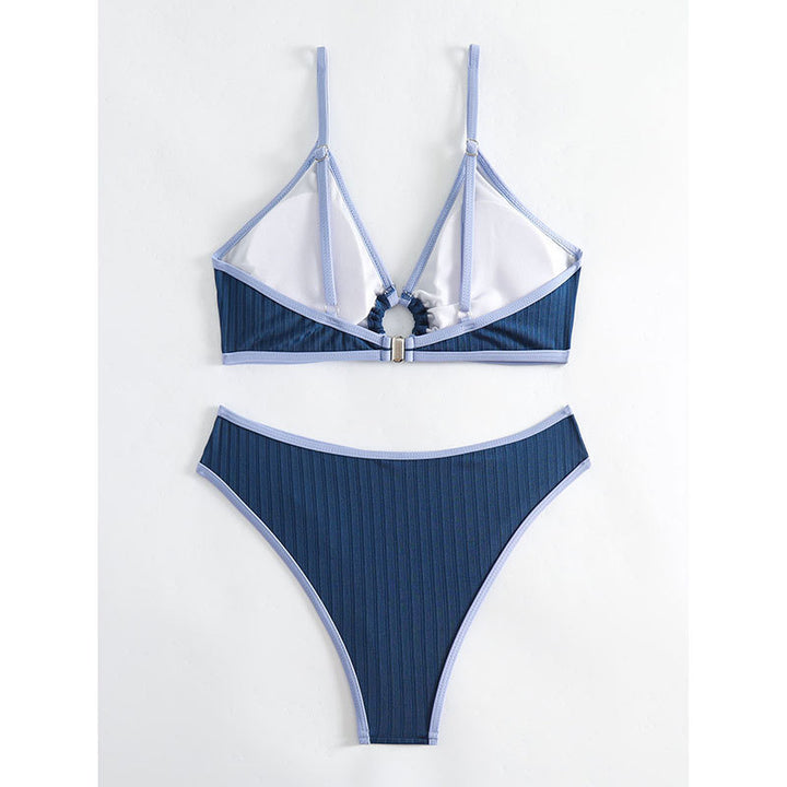 Dame Bikini-sæt med moderne ribmønster og justerbare stropper Skovae