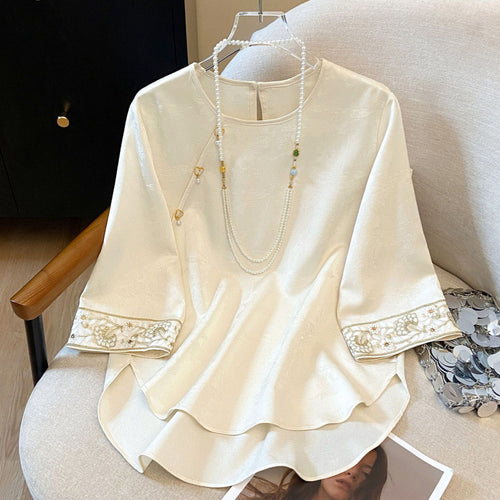 Femme Elegante Bestickte Peplum-overdel Stilla
