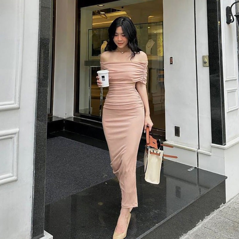 Dame Off-Shoulder Volan Midi Kjole Stilla