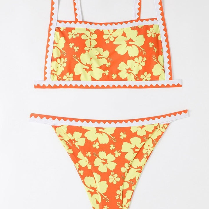 Dame bikini-sæt med blomsterdesign og trendy stropdetaljer Skovae