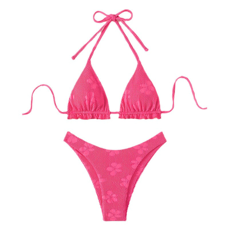 Dame Triangel-Bikini med knudedetalje og struktureret stof Stilla