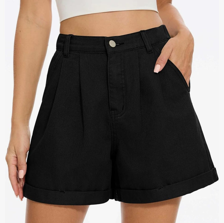 Dame højtaljerede folded shorts Stilla