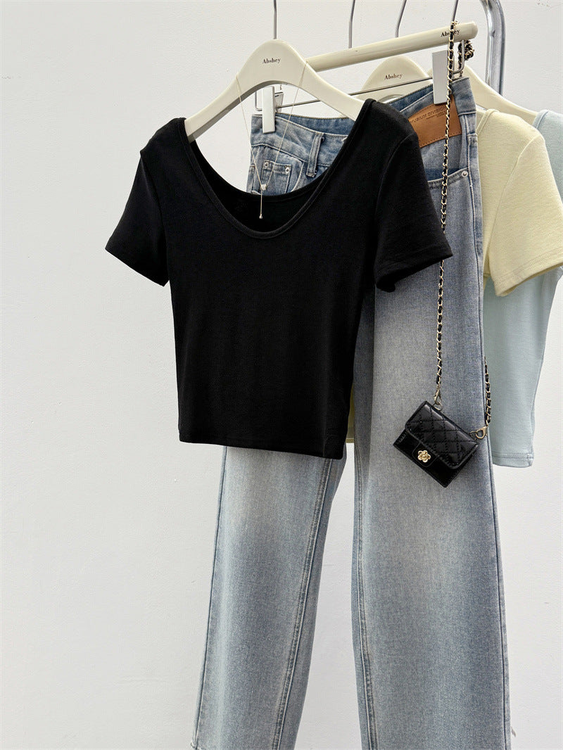 Femme Kortærmet Cropped T-Shirt Stilla