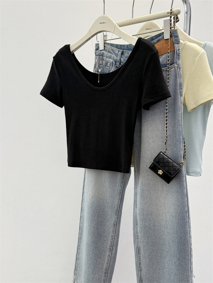 Femme Kortærmet Cropped T-Shirt Stilla