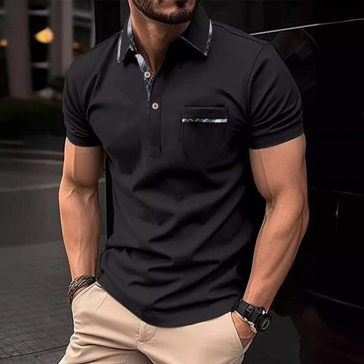 Herrer Poloshirt med moderne krave og brystlomme Stilla
