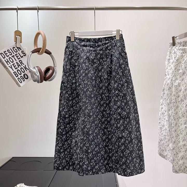 Kvindernes midi-nederdel med blomsterprint og elastisk talje Stilla
