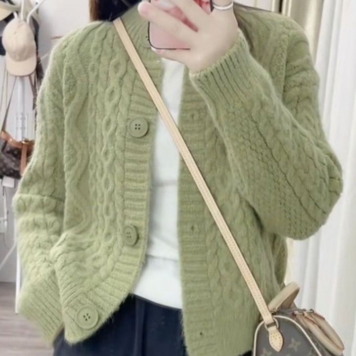 Dame Cozy Cardigan med Kabelmønster Stilla 1772285547