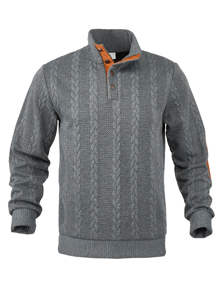 Herre strikket pullover med halvlukning og struktureret design Stilla