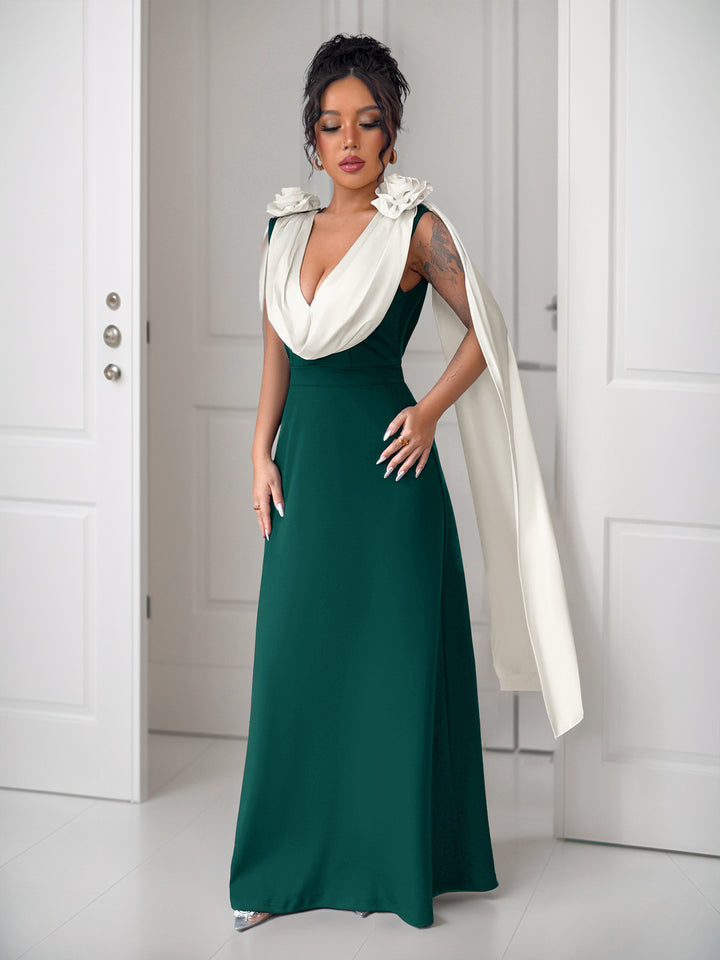 Dame Elegant Maxi-kjole med Draperede Ærmer Stilla