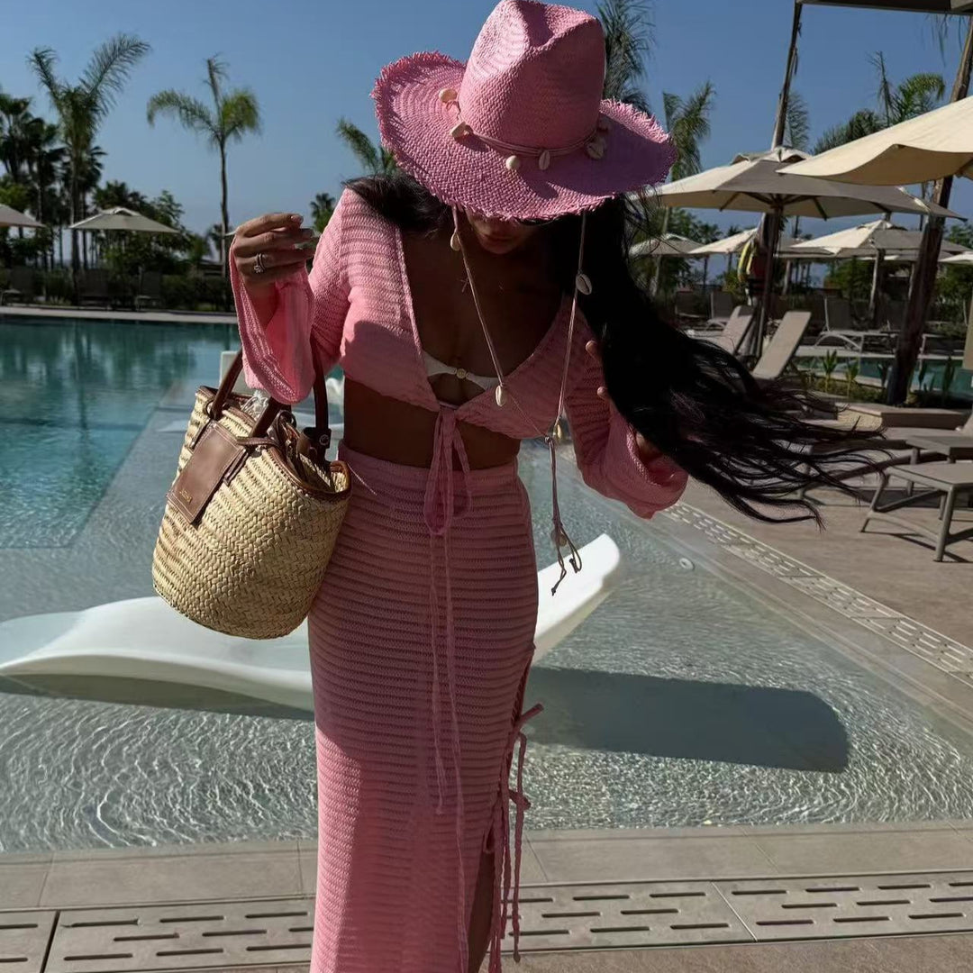 Damer betagende strandklædelige outfit med cropped top og maxiskørt Skovae