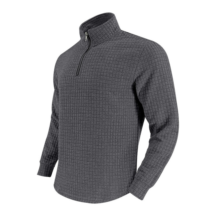 Herrer praktisk ståkrave pullover med lynlås og quiltet design Stilla