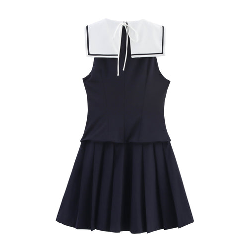 Femme Sailor Collar Fit-and-Flare Kjole Stilla